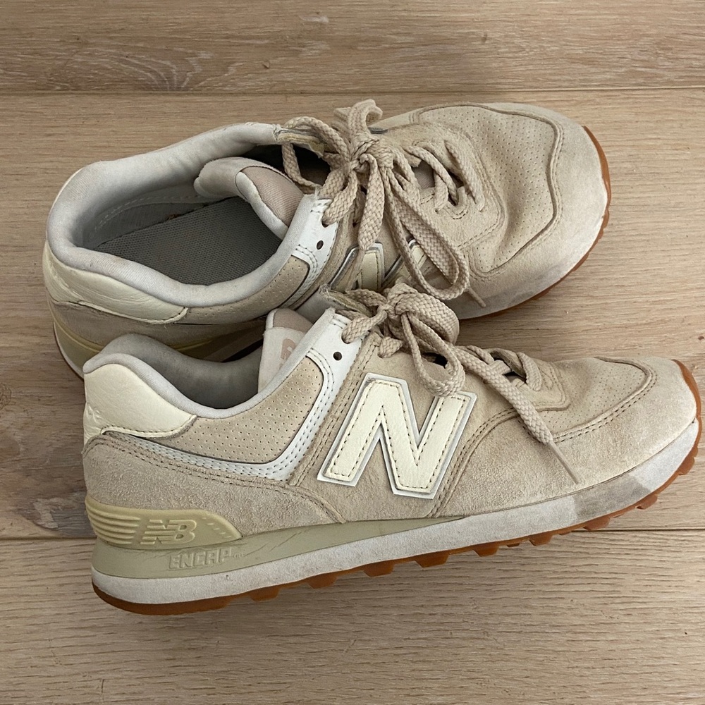 New Balance Cream and Tan Sneakers